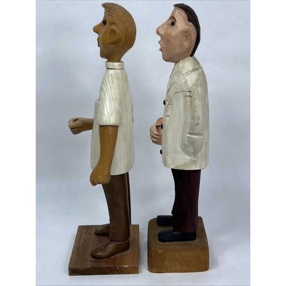 Vtg Romer Doctor Dentist Lot Hand Carved Wooden Figure Sculpture Made In Italy - Picture 6 of 9